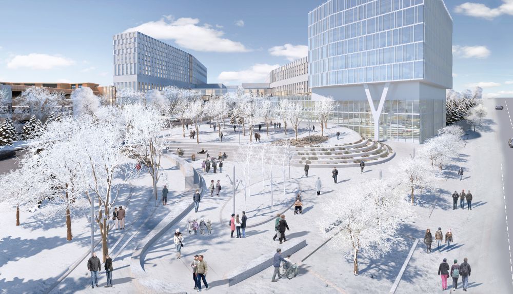 TOH new campus - urban plaza - winter view