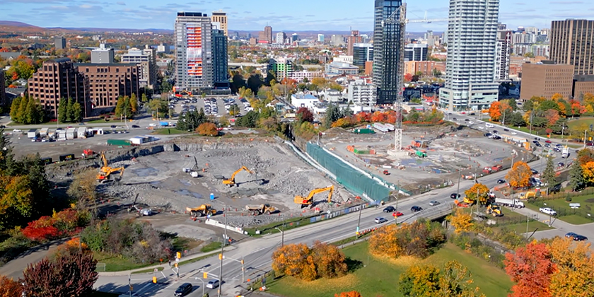 A bird’s eye view of construction at the site of The Ottawa Hospital’s new campus